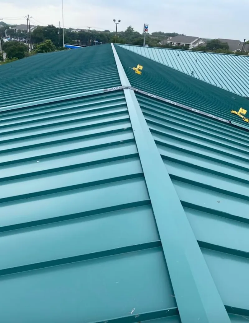 Green commercial metal roof ridge and valley for Metal Roof Repair in Piqua